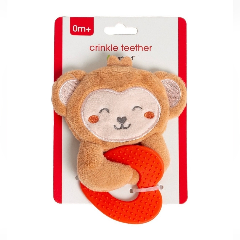 Pearhead monkey crinkle teether